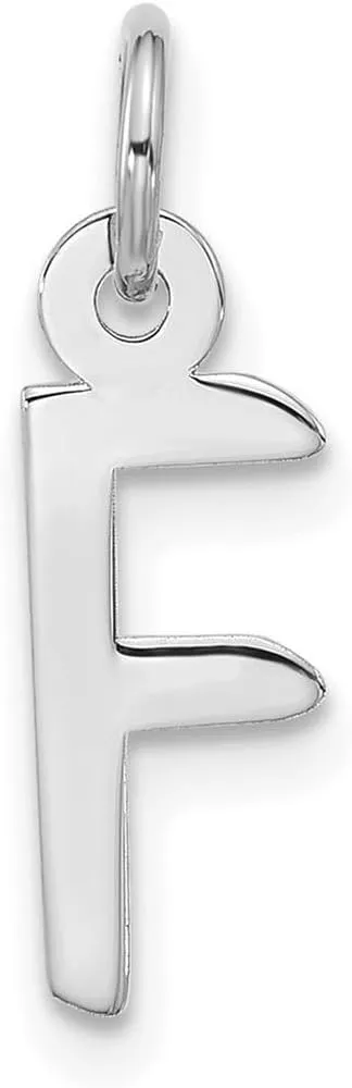 JewelryWeb 6.3mm 10k White Gold Large Slanted Block Letter Name Personalized Monogram Initial Charm Pendant Necklace for Women