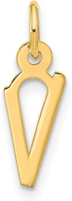JewelryWeb 6.75mm 10k Solid Yellow Gold Large Slanted Block Letter Name Personalized Monogram Initial Charm Pendant Necklace for Women