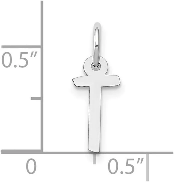 JewelryWeb 6mm 10k White Gold Small Slanted Block Letter Name Personalized Monogram Initial Charm Pendant Necklace for Women