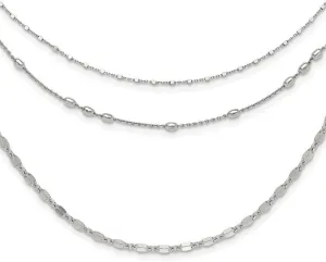JewelryWeb 925 Sterling Silver Beaded Layered With 2inch .ext Necklace 15.5 Inch Pendant-Necklace for Women