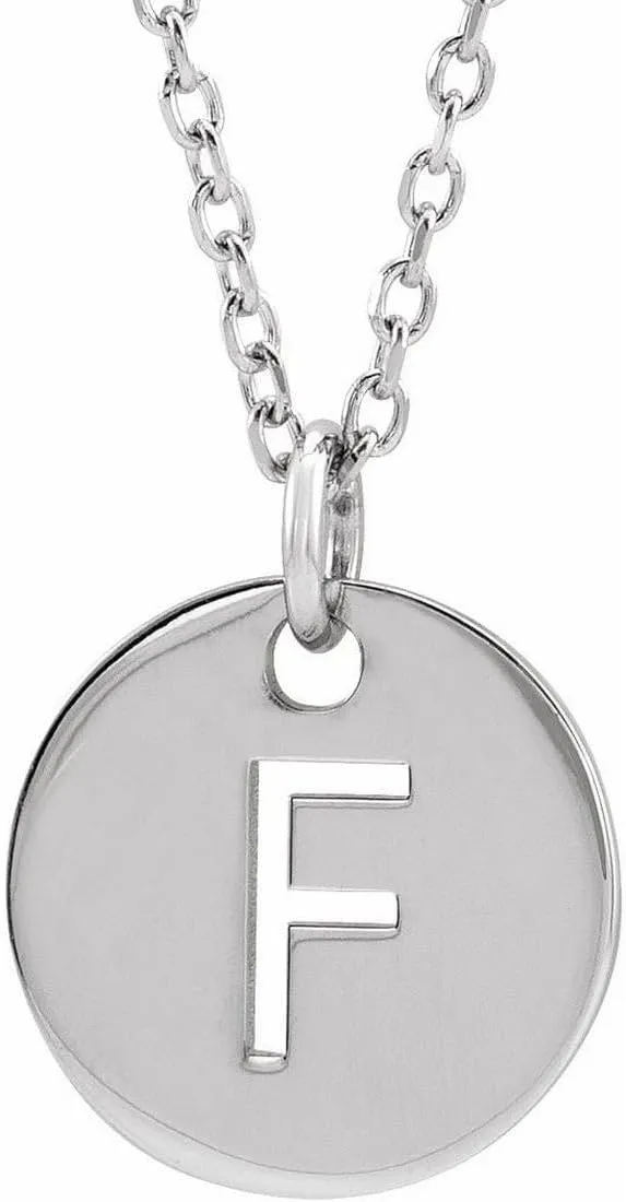 JewelryWeb 925 Sterling Silver Letter Name Personalized Monogram Initial F 10mm 16 18 Inch Polished Initial Dangle Necklace Pendant-Necklace for Women