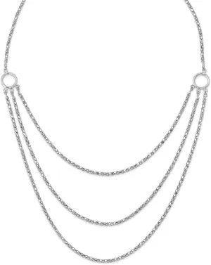 JewelryWeb 925 Sterling Silver Rhodium With 2 In Ext 3 Layer Fancy Necklace 22 Inch Pendant-Necklace for Women