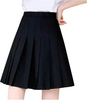 JOAU Skirts for Womens Juniors Girl High Waisted Pleated Tennis Skirt School A-Line Skater Skirts with Lining Shorts