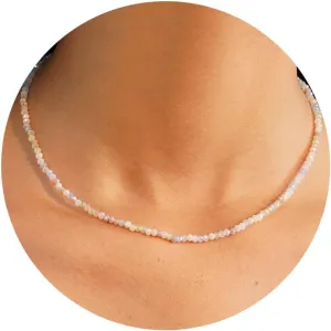 JSJOY Tiny Crystal Beaded Choker Necklaces for Women Colorful Beaded Necklace Dainty Choker Necklaces Simple Boho Jewelry Gifts for Teens Handmade Bead Necklaces Gifts