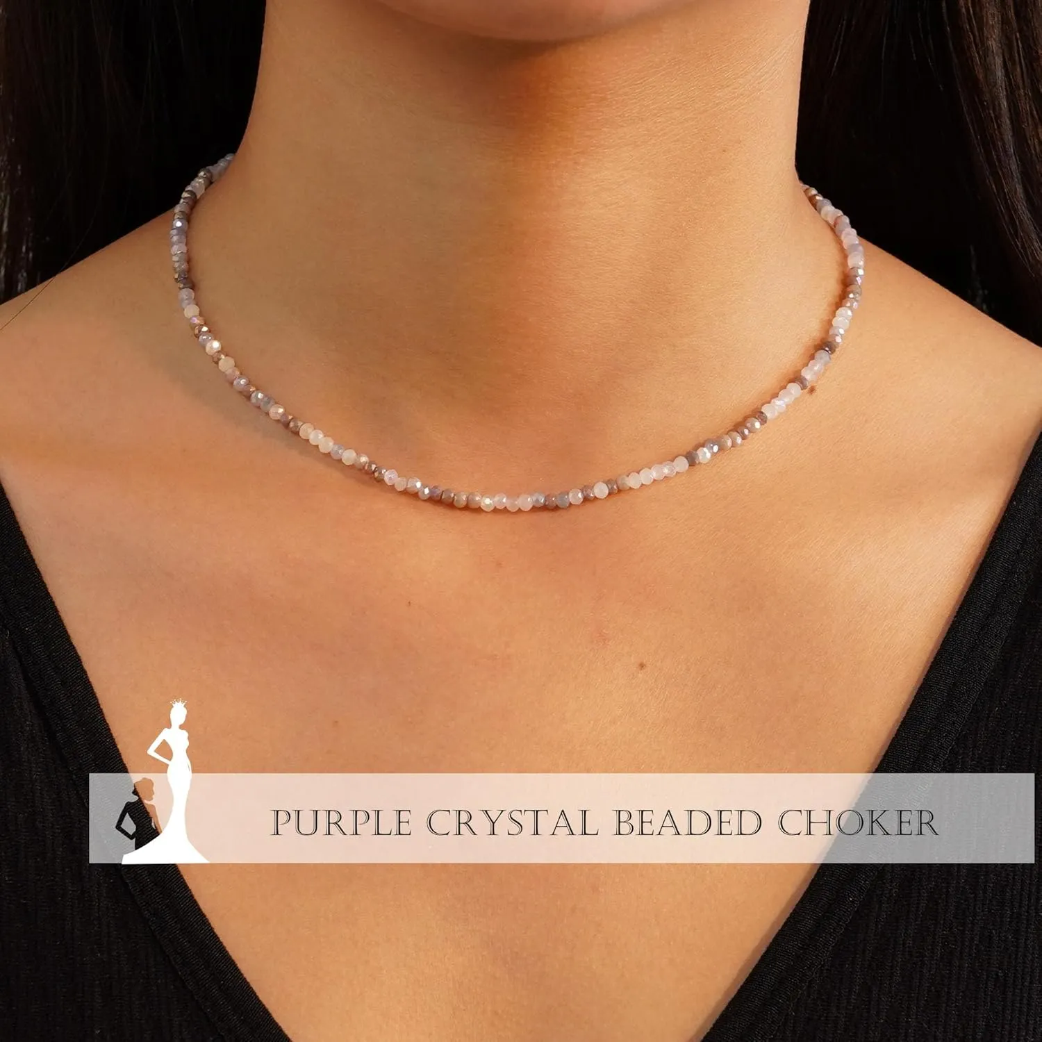 JSJOY Tiny Crystal Beaded Choker Necklaces for Women Colorful Beaded Necklace Dainty Choker Necklaces Simple Boho Jewelry Gifts for Teens Handmade Bead Necklaces Gifts