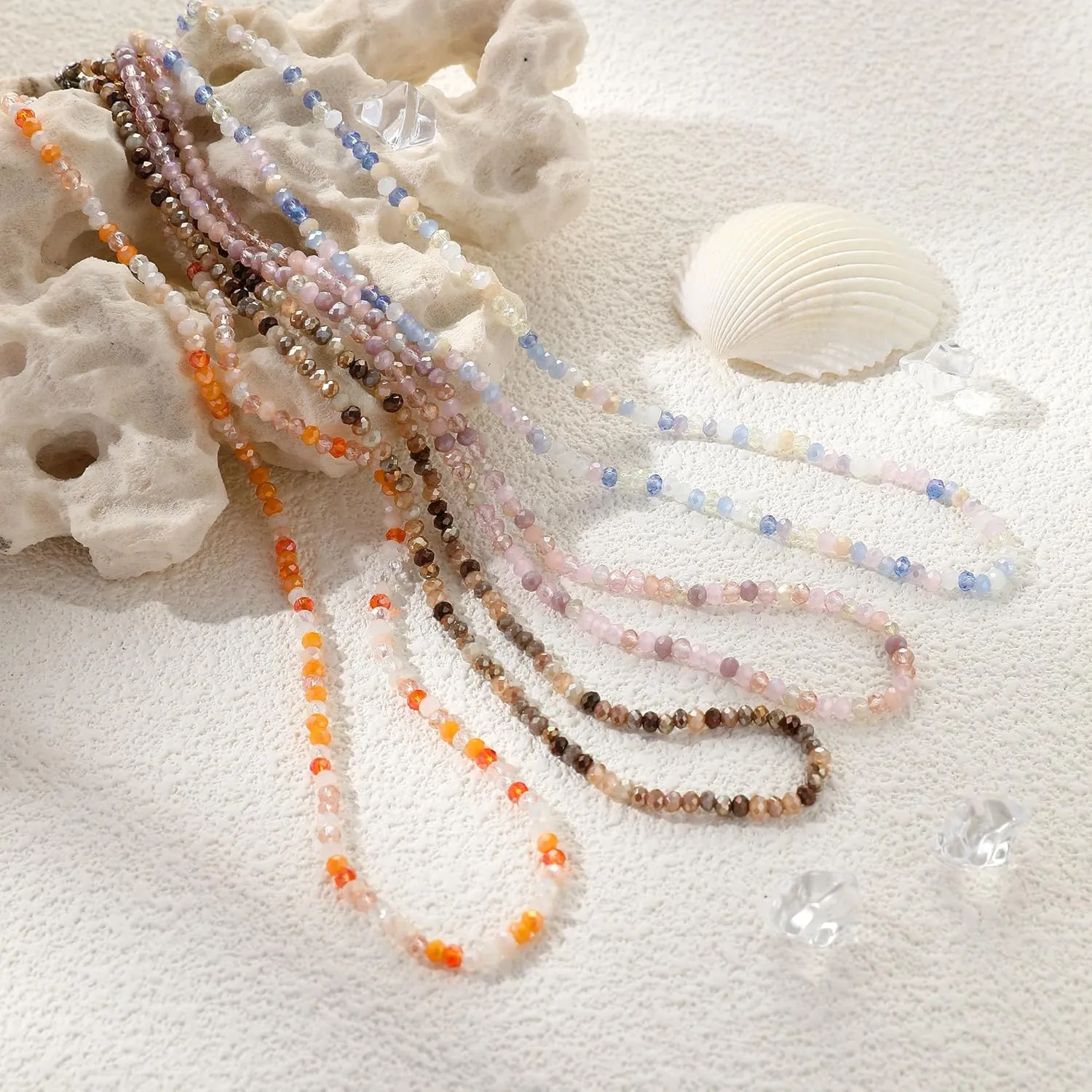 JSJOY Tiny Crystal Beaded Choker Necklaces for Women Colorful Beaded Necklace Dainty Choker Necklaces Simple Boho Jewelry Gifts for Teens Handmade Bead Necklaces Gifts