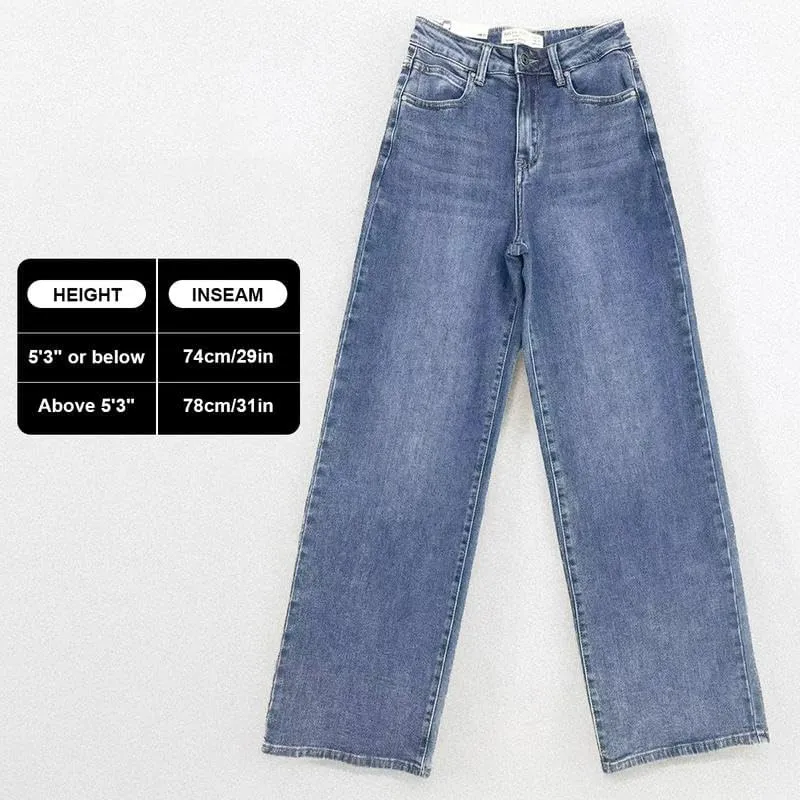 KatchMe Women's Minimalist High Waist DenimStretch Wide Leg Jeans, Trendy Multi-PocketDenim Trousers for Women,