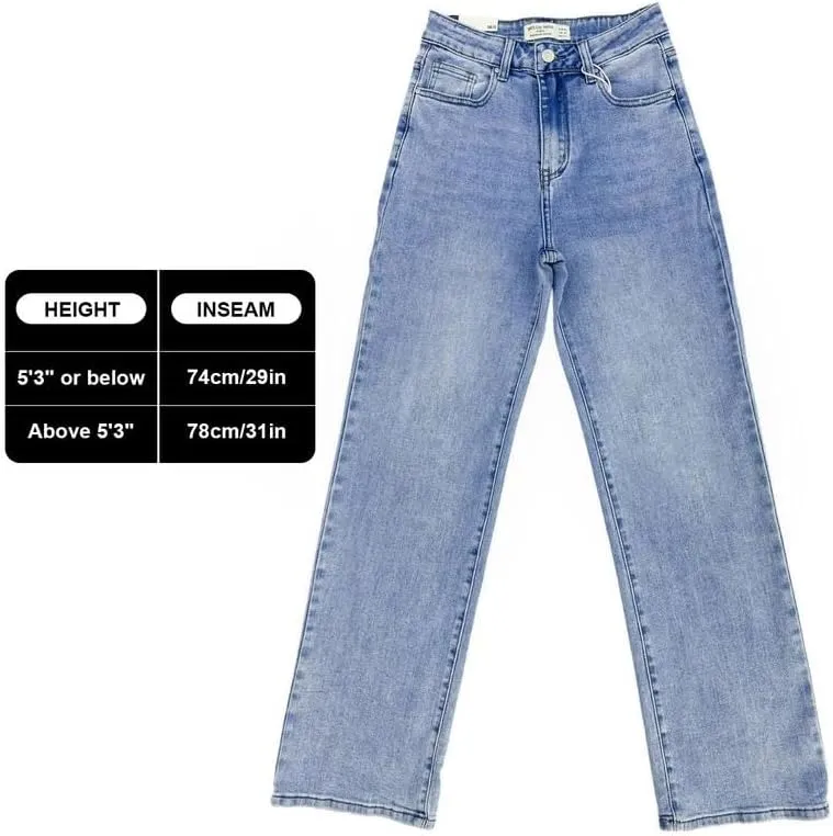 KatchMe Women's Minimalist High Waist DenimStretch Wide Leg Jeans, Trendy Multi-PocketDenim Trousers for Women,