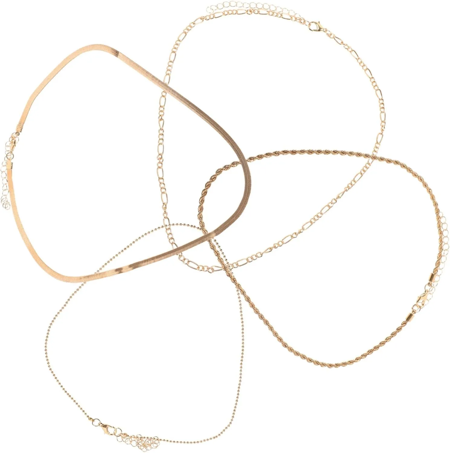 KESYOO 4pcs Chain Necklaces for Women Dainty Choker Necklaces Hip Hop Style Multi Pendant Jewelry for Valentine Day Weddings and Daily Wear