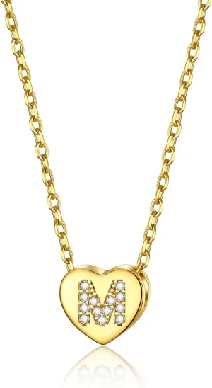 KeyStyle Gold Heart Initial Necklaces for Women, 14K Gold Plated Dainty Letter A-Z Necklaces with Initials Trendy Necklaces Gifts for Women Cute Pendant Necklace
