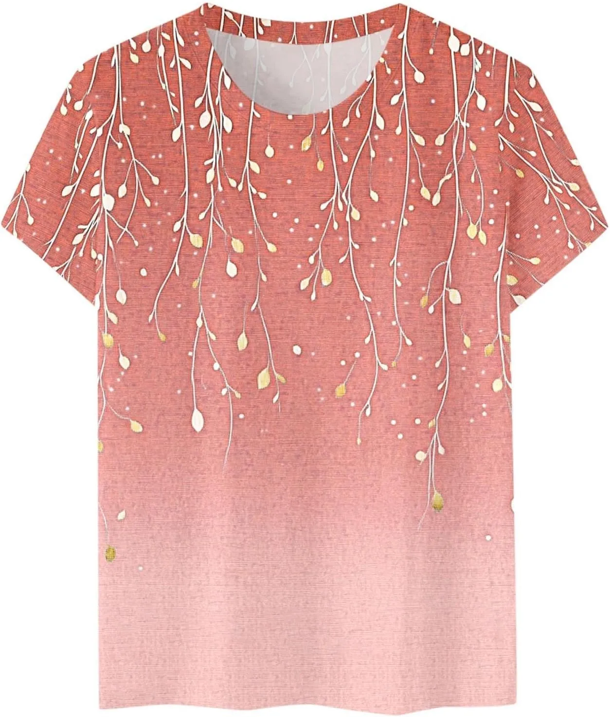 Ladie's 2025 Trendy Floral Print Round Neck T-Shirt for Summer Women Casual Loose Fit Boho Top Outfits