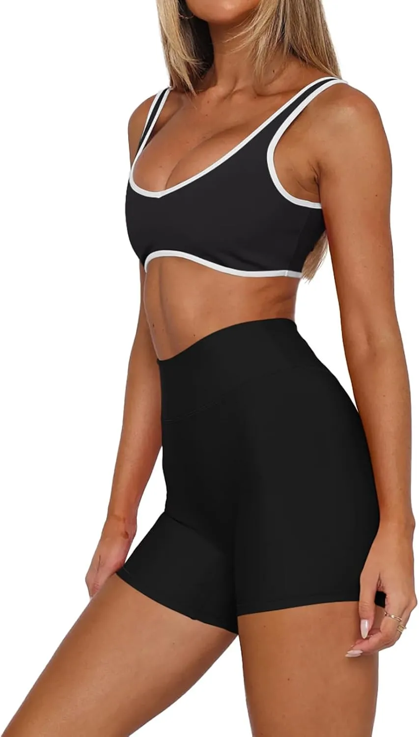 LASLULU Sexy Sports Bras for Women V Neck Sleeveless Padded Bra Workout Yoga Crop Top