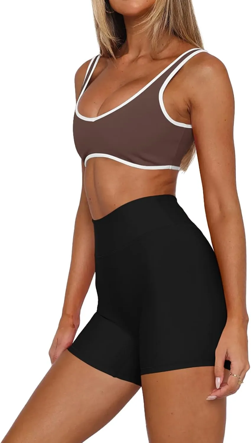 LASLULU Sexy Sports Bras for Women V Neck Sleeveless Padded Bra Workout Yoga Crop Top