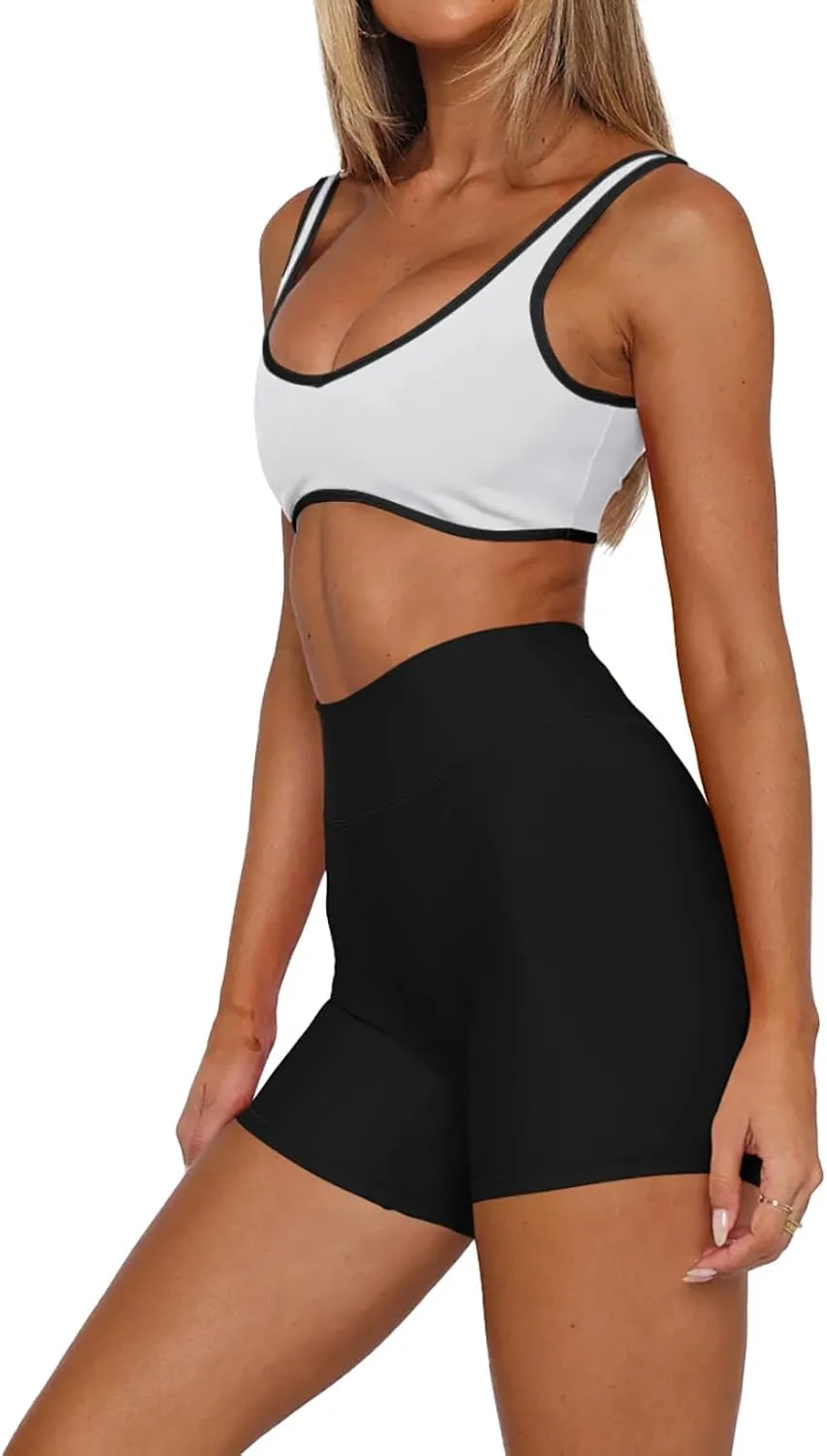 LASLULU Sexy Sports Bras for Women V Neck Sleeveless Padded Bra Workout Yoga Crop Top