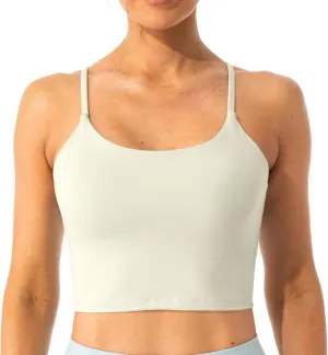 Lavento Women's Longline Sports Bras Yoga Cami Tank Top with Built in Bra