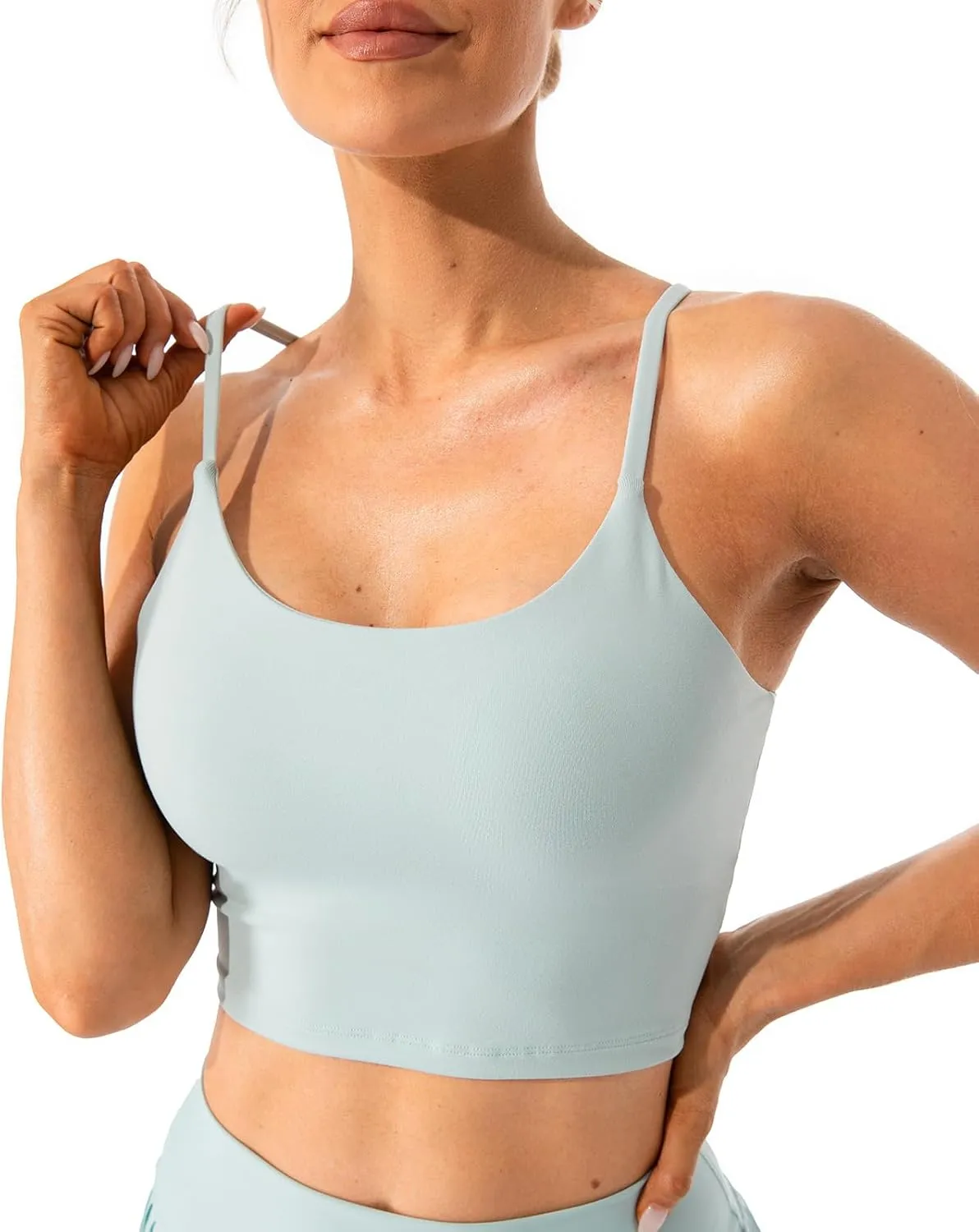 Lavento Women's Longline Sports Bras Yoga Cami Tank Top with Built in Bra