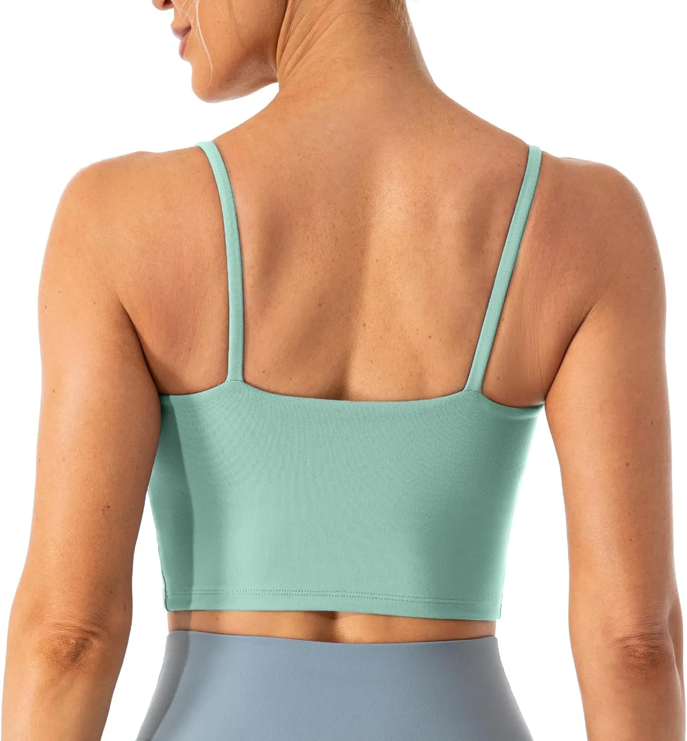 Lavento Women's Longline Sports Bras Yoga Cami Tank Top with Built in Bra