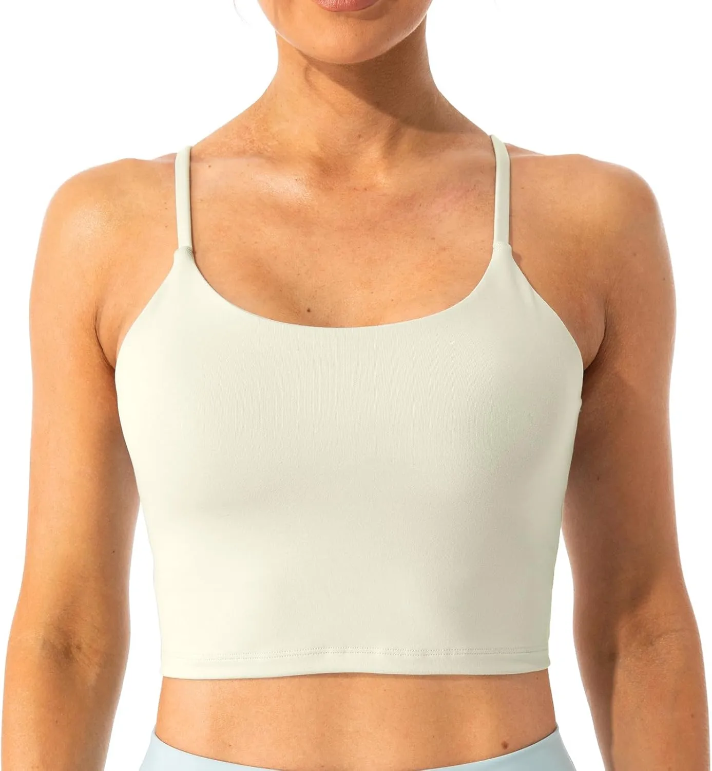 Lavento Women's Longline Sports Bras Yoga Cami Tank Top with Built in Bra
