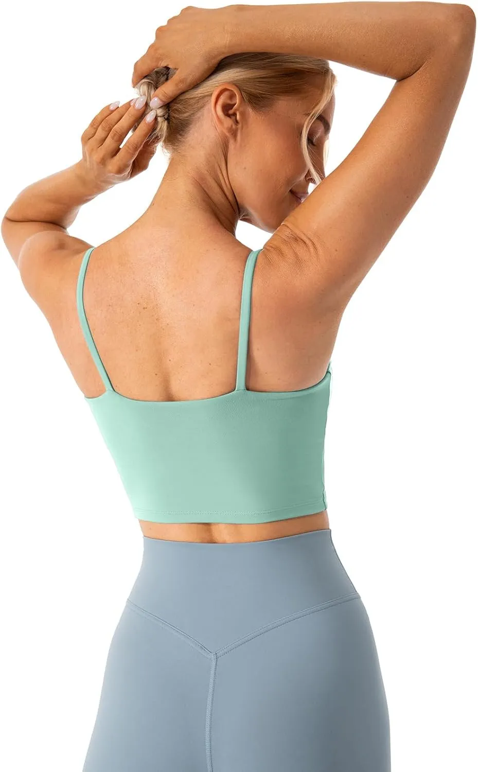 Lavento Women's Longline Sports Bras Yoga Cami Tank Top with Built in Bra