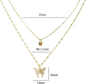 Layered Butterfly Necklaces for Women,Dainty Gold Layering Butterfly Pendant Necklace Layered Butterfly Necklaces Gifts