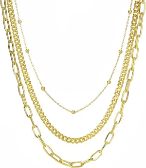 Layered Chain Necklaces for Women, Chunky Statement Paperclip Cuban Ball Chain Layering Necklaces Trendy