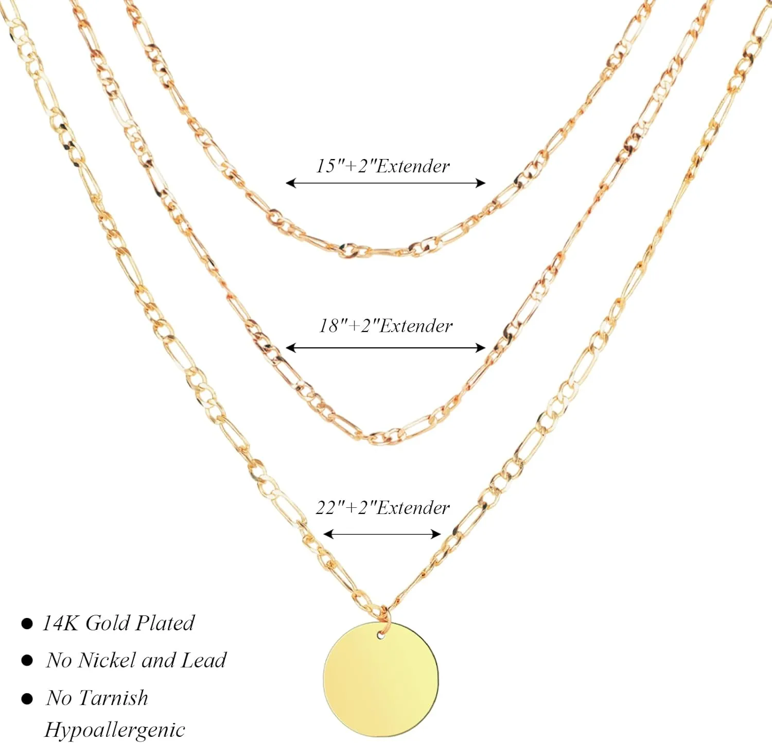 Layered Choker Necklaces for Women - 14K Gold Plated Dainty Layering Chain Necklace - Simple Adjustable Coin Pendant Necklaces Layered Gold Chain Necklaces for Women Gifts