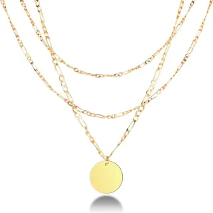 Layered Choker Necklaces for Women - 14K Gold Plated Dainty Layering Chain Necklace - Simple Adjustable Coin Pendant Necklaces Layered Gold Chain Necklaces for Women Gifts