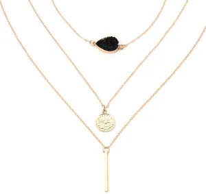 Layering Necklaces for Women, Dainty Layering Necklaces for Women Sequined Multi Layer Choker Pendant Chain Necklaces Jewelry Birthday Gift for Her, 3 Layers, Gold