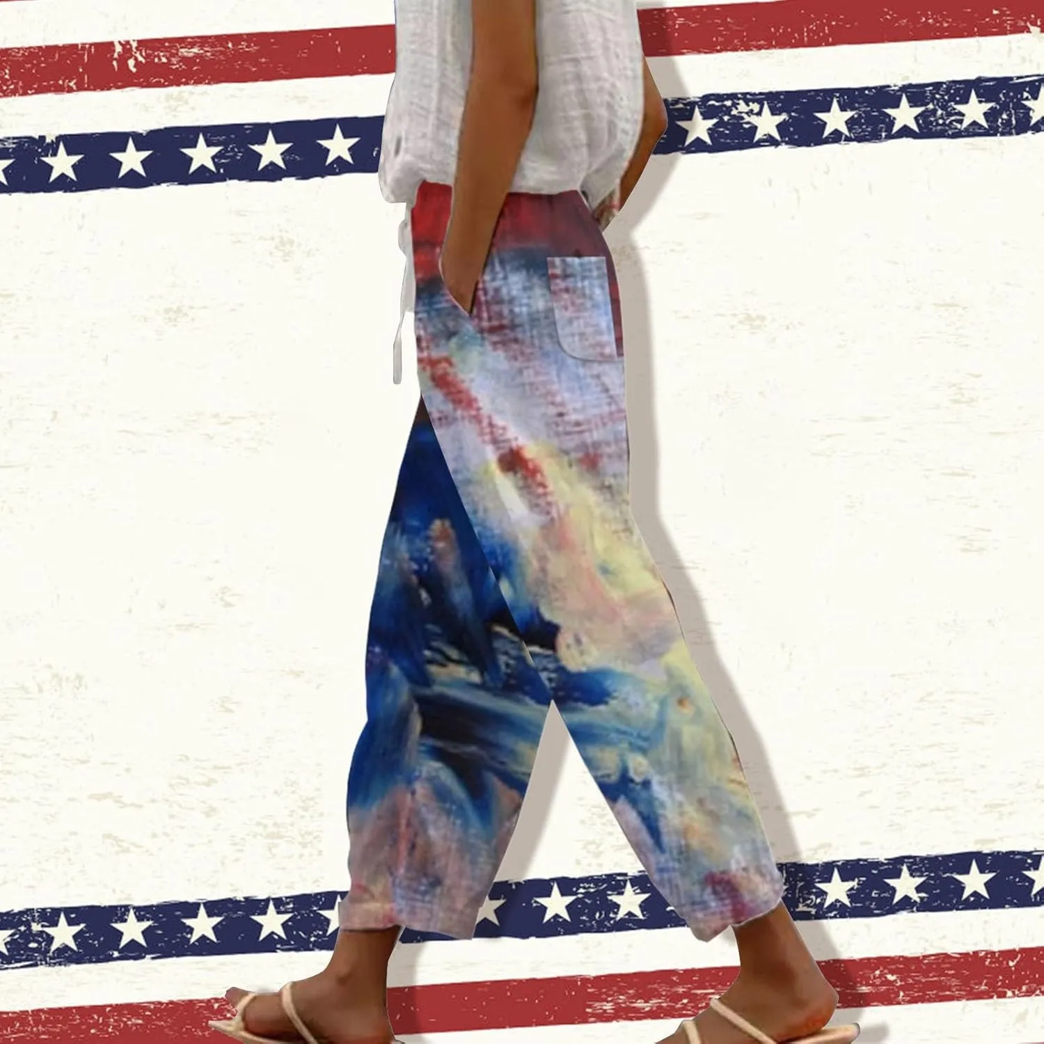 LCMTWX Linen Pants for Women 2024 Cropped Casual Pants Gauza Pants Women Linen White Pants for Women Tall Linen Baggy Pants