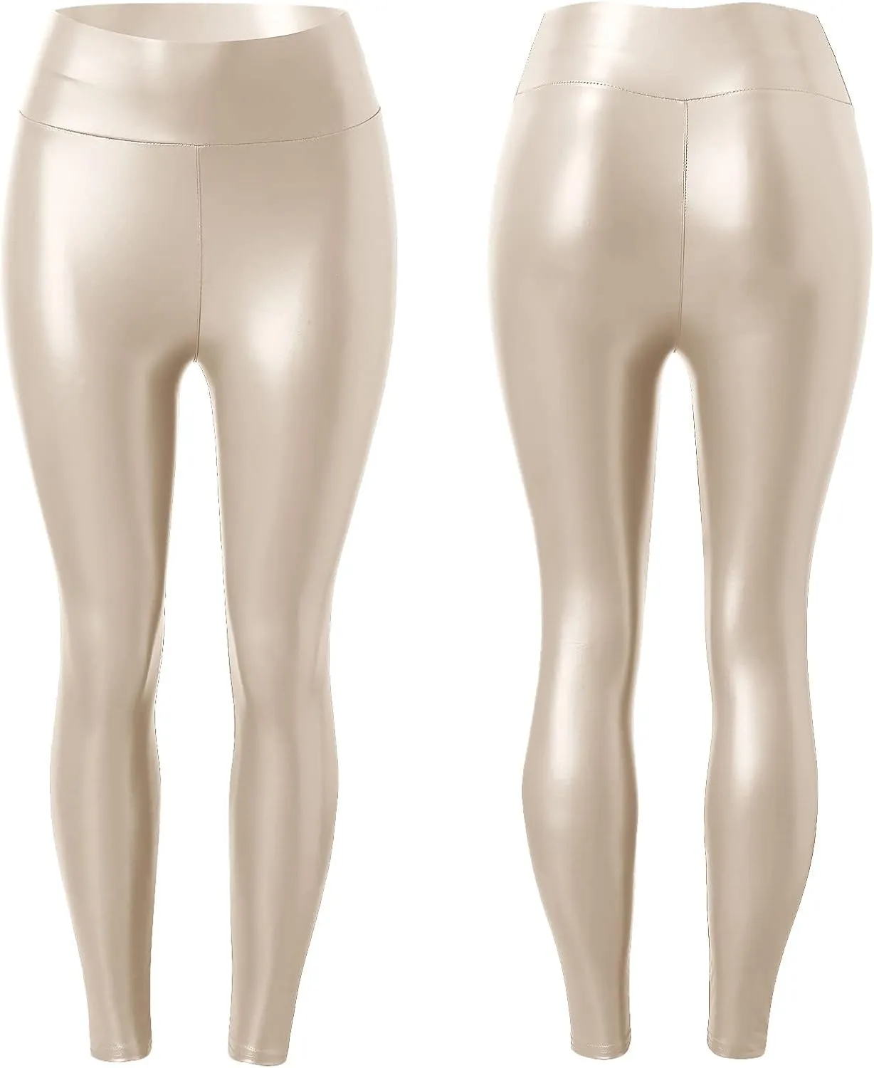 LCMTWX Workout Leggings for Women Faux Leather Stretch Leggings Pleather Pants Fleece Lined Leggings Cold Weather High