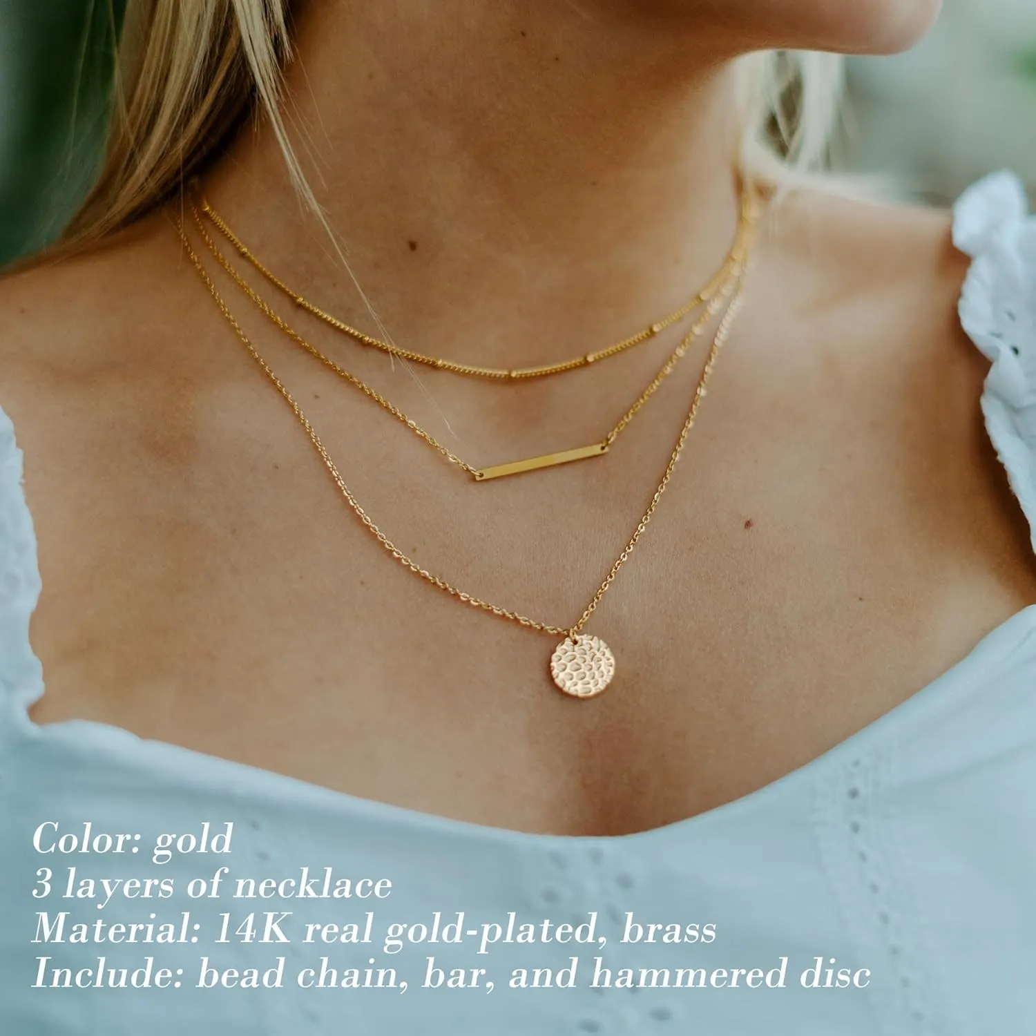 Ldurian Layered Necklaces for Women - 14K Dainty Gold Plated Layering Chokers Necklaces Set Multilayer Delicate Necklace Trendy Adjustable Long Layered Necklaces for Women