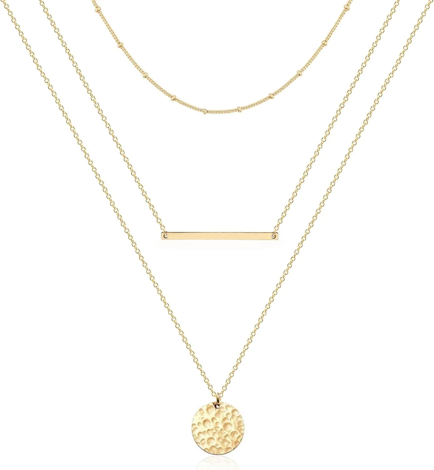 Ldurian Layered Necklaces for Women - 14K Dainty Gold Plated Layering Chokers Necklaces Set Multilayer Delicate Necklace Trendy Adjustable Long Layered Necklaces for Women