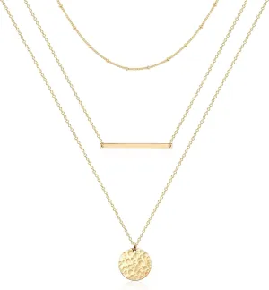 Ldurian Layered Necklaces for Women - 14K Dainty Gold Plated Layering Chokers Necklaces Set Multilayer Delicate Necklace Trendy Adjustable Long Layered Necklaces for Women