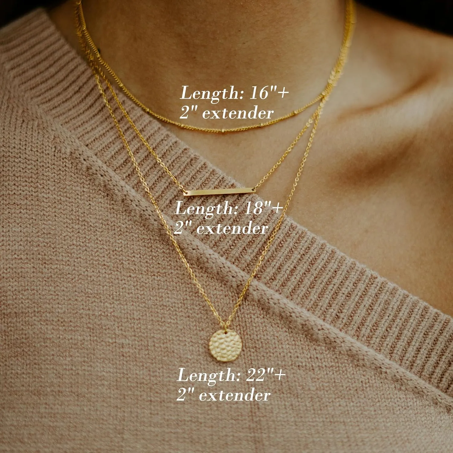 Ldurian Layered Necklaces for Women - 14K Dainty Gold Plated Layering Chokers Necklaces Set Multilayer Delicate Necklace Trendy Adjustable Long Layered Necklaces for Women