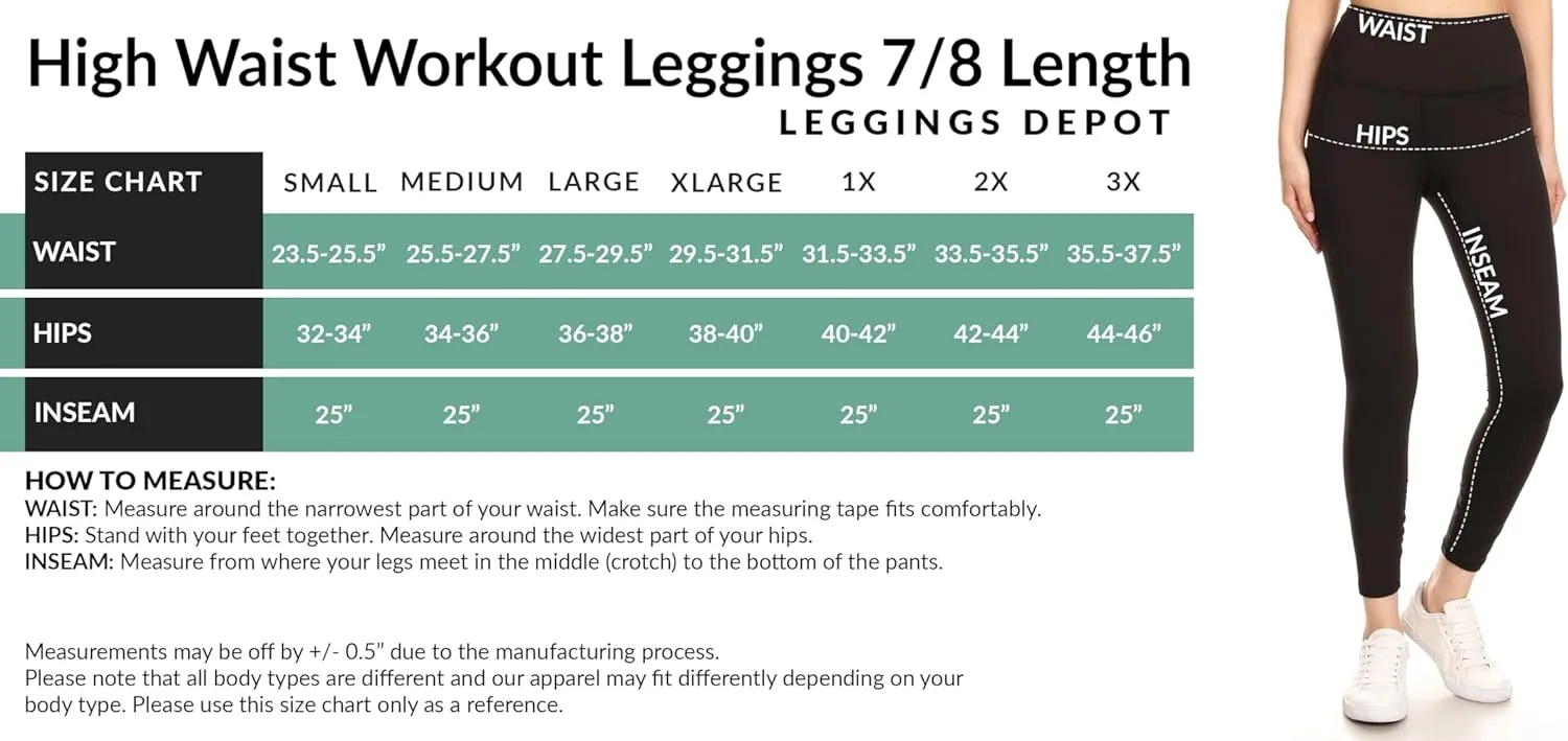 Leggings Depot Women's High Waist Workout Leggings Tummy Control Active Yoga Pants