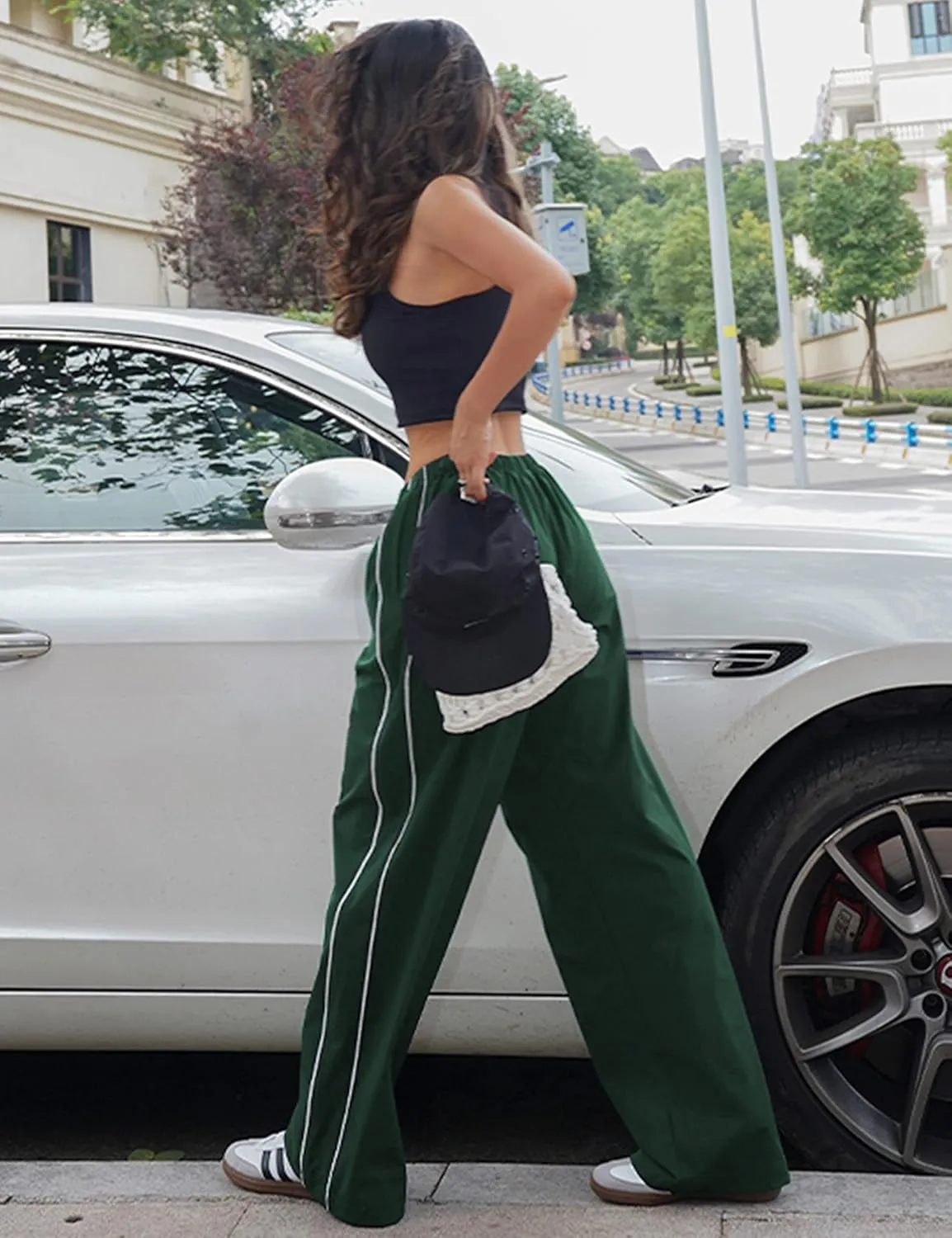 Lianlive Womens Parachute Pants Wide Leg Baggy Y2K Track Pants for Women