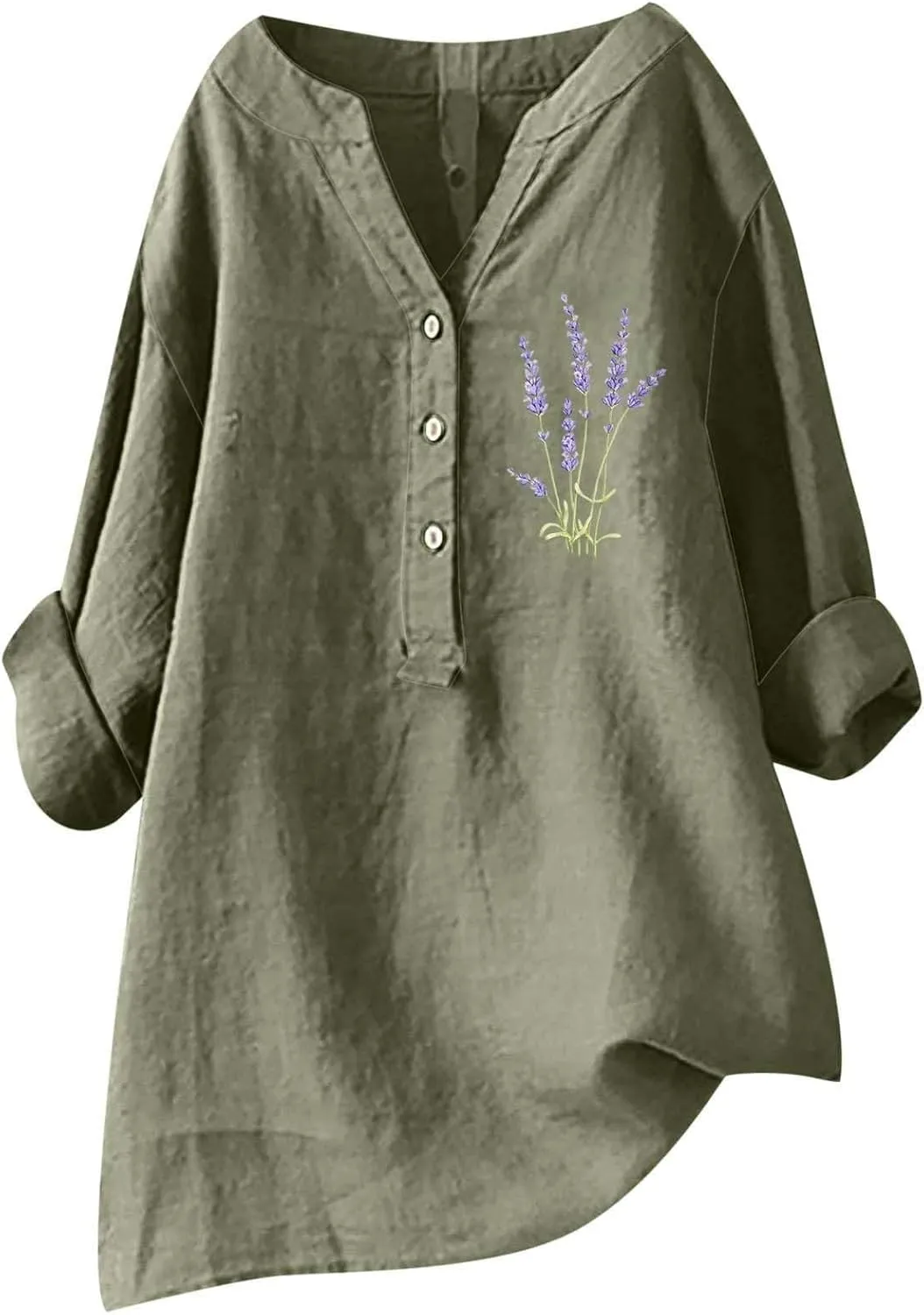Linen Clothes for Women Linen Clothes for Women Down Blouses Tops Black Button Up Shirt Top Long