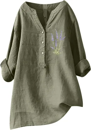Linen Clothes for Women Linen Clothes for Women Down Blouses Tops Black Button Up Shirt Top Long