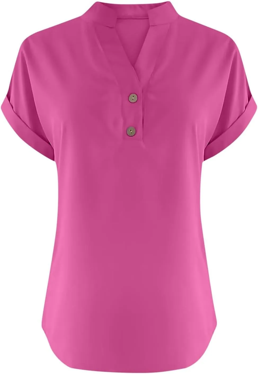 Linen Shirts for Women Summer Short Sleeve Casual Tops Henley Vacation Beach Lounge Button Lightweight Tunic Blouse