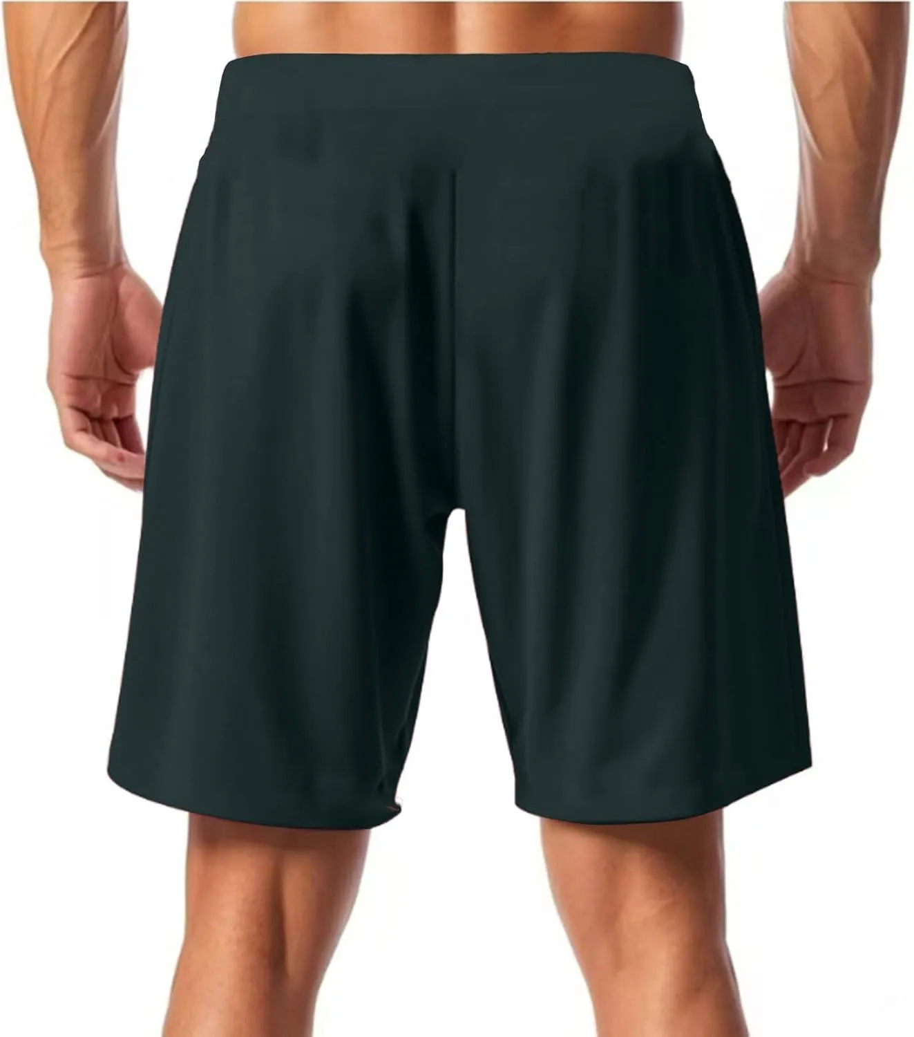 Linen Shorts for Men Elastic Waist Drawstring Shorts Relaxed Fit Summer Lightweight Pants with Pockets
