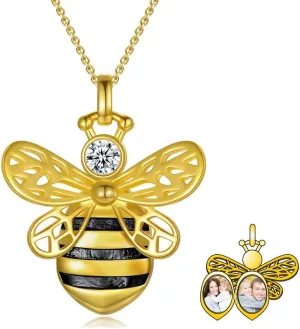 LONAGO Butterfly/Dragonfly/Bee/Owl Locket That Hold Pictures 925 Sterling Silver Butterfly Photo Lockets Necklace for Women