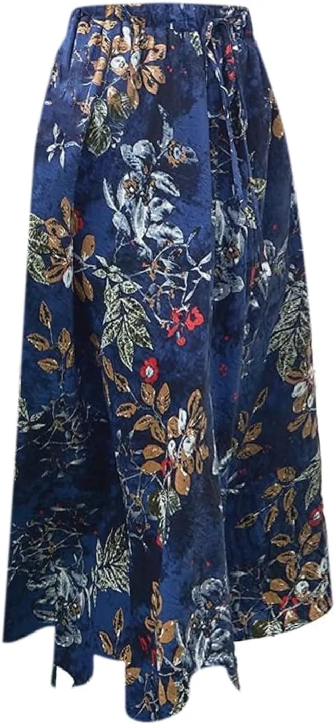 Long Skirts for Women Elegant Floral Pattern High Waist Boho Skirt A Line Midi Summer Beach Vacation Skirt