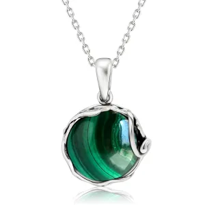 Malachite Necklaces for Women Silver - May Birthstone Necklace - May Necklace Silver Jewelry for Women - Malachite Jewelry Silver Necklaces for Women - Everyday Necklaces for Women