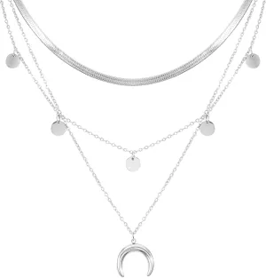 Manfnee Dainty Layered Necklaces for Women Disc Neckalce Adjustable Gold Plated Layering Chokers Necklaces