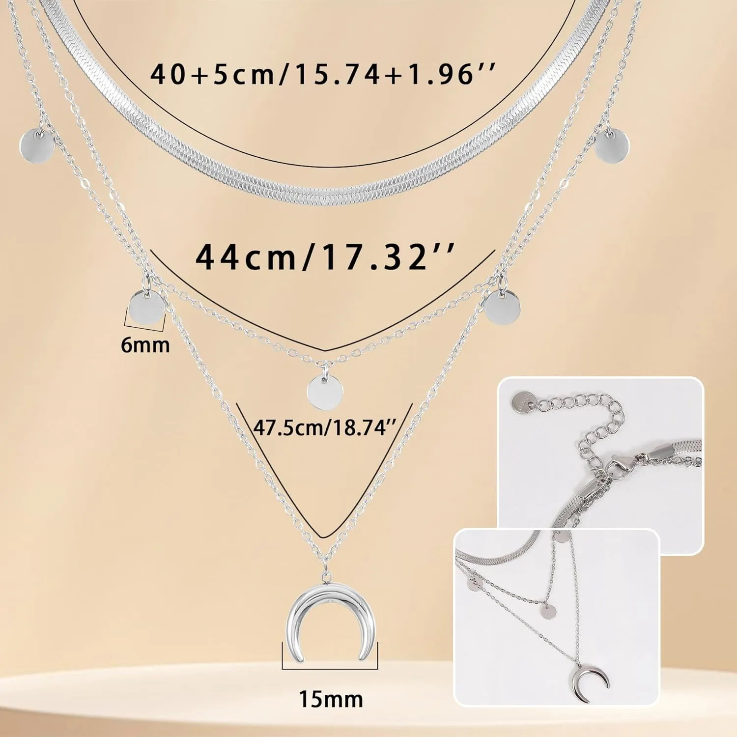 Manfnee Dainty Layered Necklaces for Women Disc Neckalce Adjustable Gold Plated Layering Chokers Necklaces