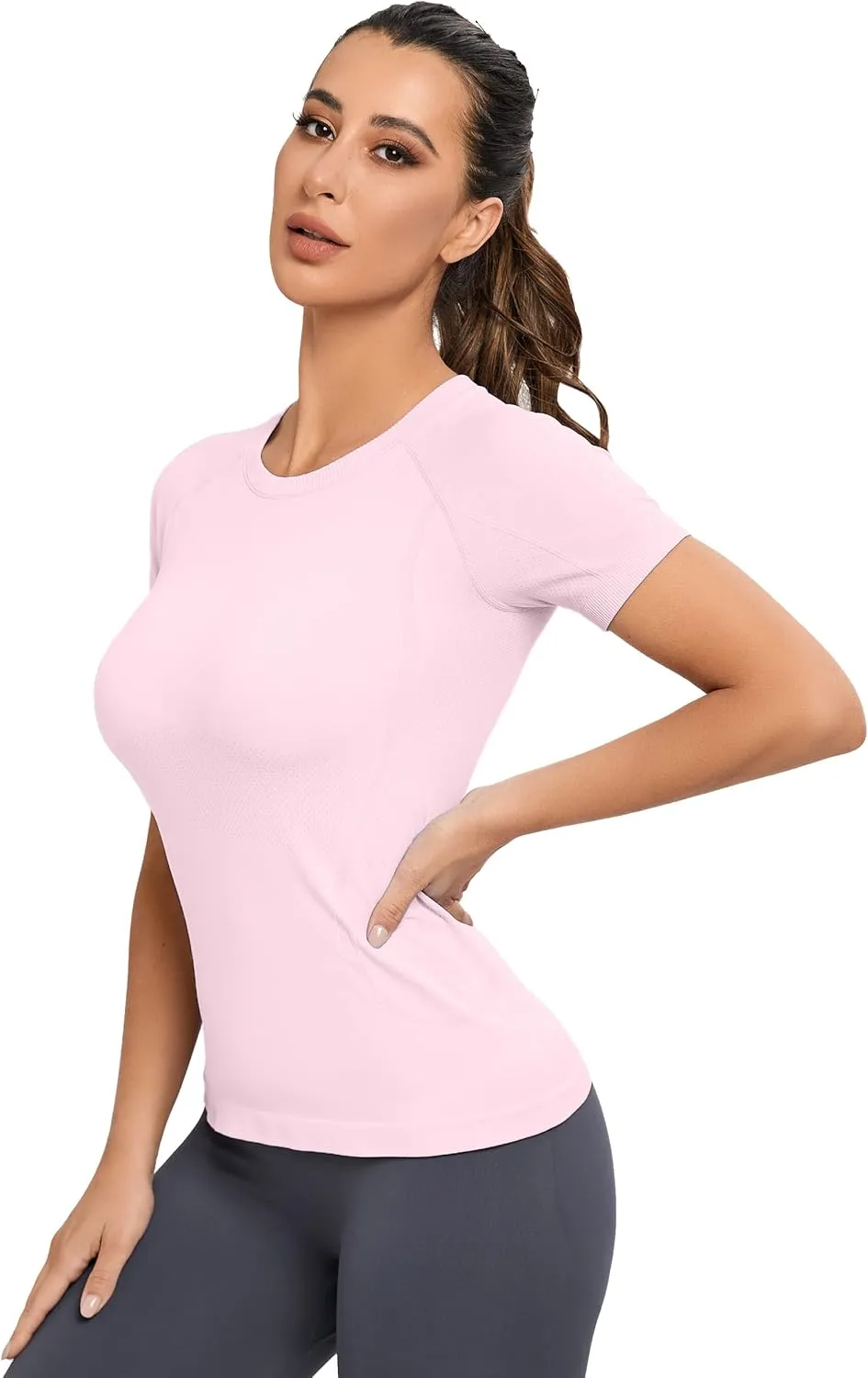 MathCat Workout Shirts for Women, Workout Tops for Women, Yoga Short Sleeve Shirts Soft Seamless Gym Shirts