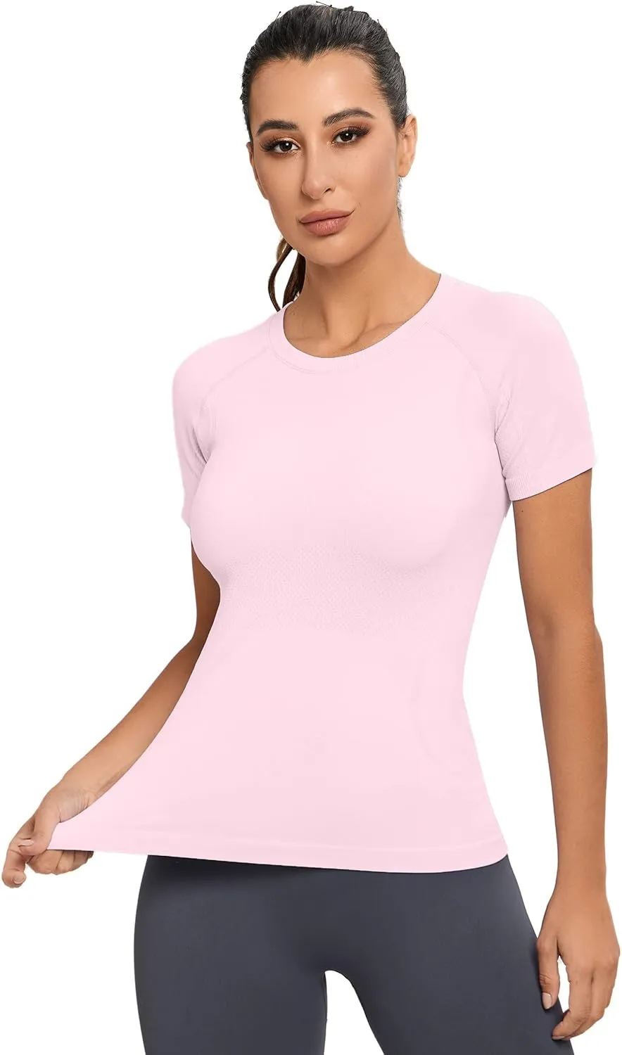 MathCat Workout Shirts for Women, Workout Tops for Women, Yoga Short Sleeve Shirts Soft Seamless Gym Shirts
