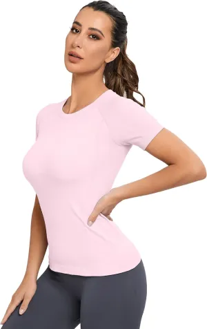 MathCat Workout Shirts for Women, Workout Tops for Women, Yoga Short Sleeve Shirts Soft Seamless Gym Shirts