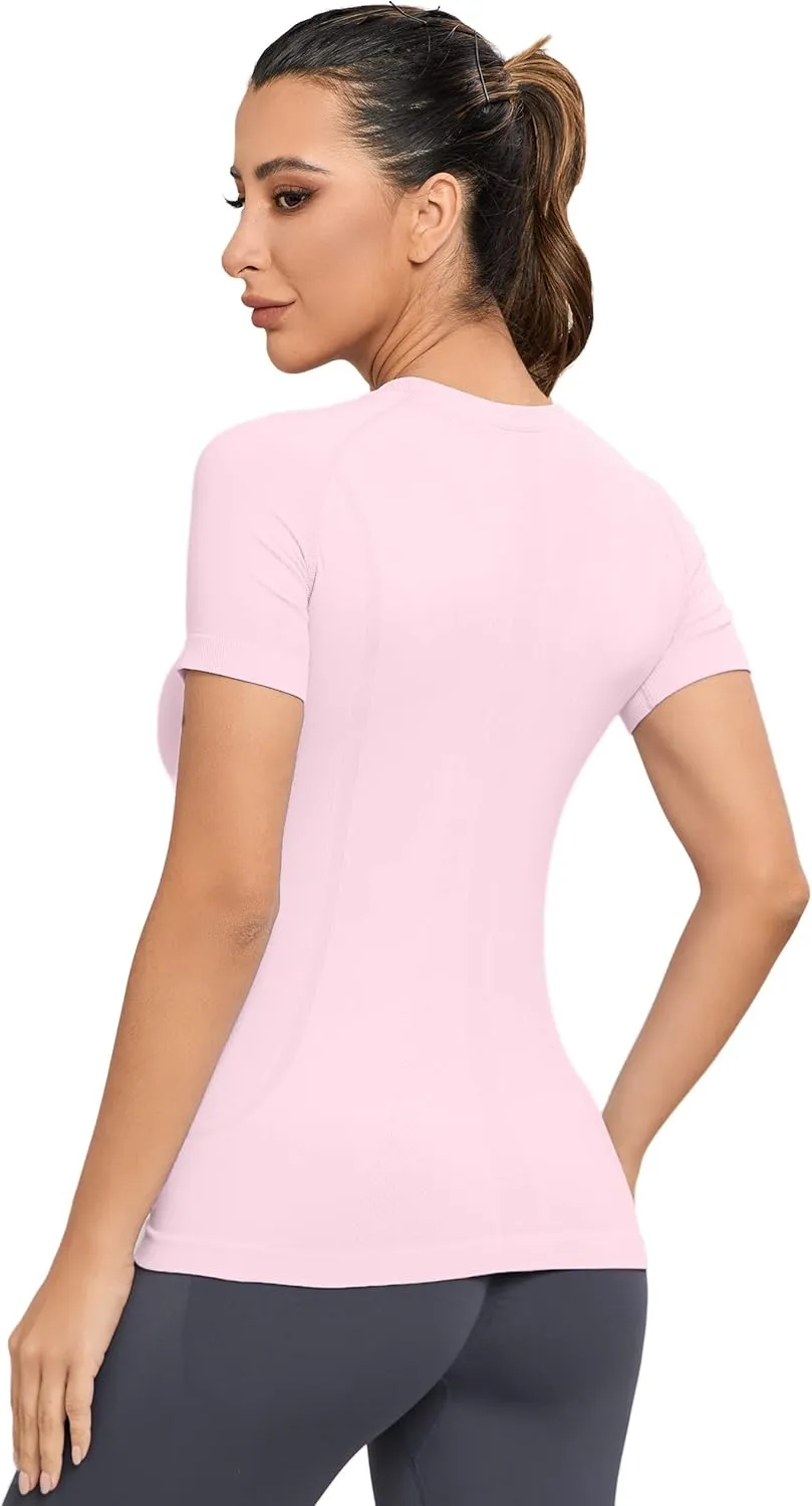MathCat Workout Shirts for Women, Workout Tops for Women, Yoga Short Sleeve Shirts Soft Seamless Gym Shirts