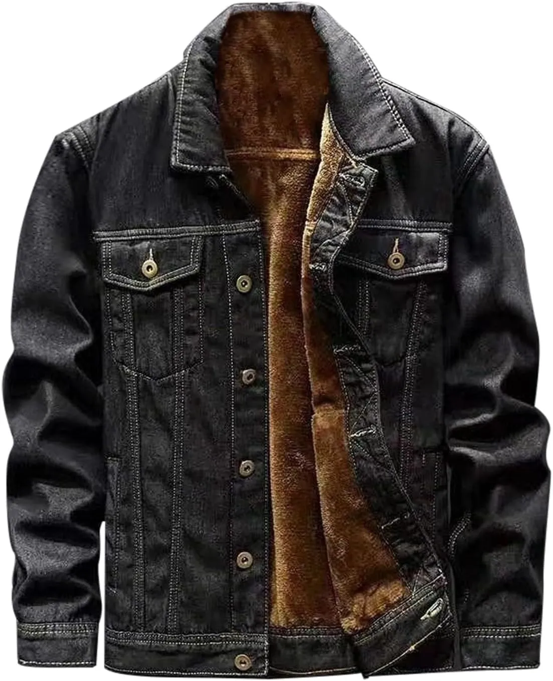 Men 2024 Winter Jean Jackets Warm Sherpa Fleeve Lined Denim Jacket Stylsh Retro Windbreaker Jean Coats Soft Outwear Overcoat